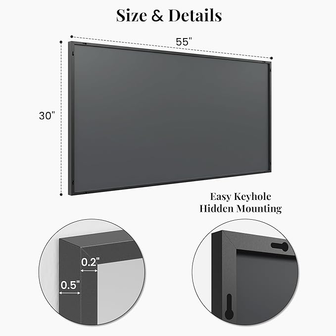 55"x30" Black Bathroom Mirror, Metal Framed Vanity Mirror for Wall, Full Length Body Mirror for Bedroom & Closet, Modern Farmhouse Decor, Flush Mount