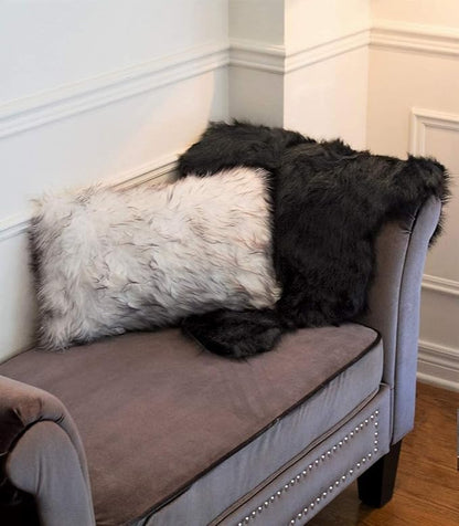 Luxe Gordon Faux Fur Rug with Soft and Fluffy Pile | Machine Washable Living Room Rug with Anti-Slip Backing | Cruelty-Free Area Rugs for Office or Bedroom, Black, 5 ft x 6 ft