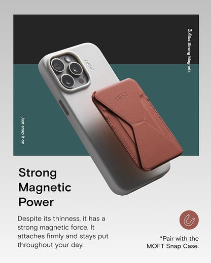 MOFT Magnetic Wallet Stand Compatible with iPhone 17/16/15/14/13/12 Series, Angle Adjustment & Magsafe Compatible MOVAS Phone Stand,Sienna Brown