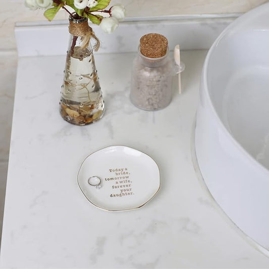Mother of Bride Ring Dish,Weeding Gifts for Mom from Daughter-Jewelry Dish Tray-Ceramic White