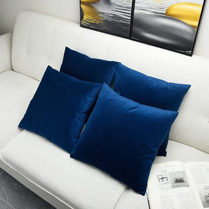 Artaimee Navy Blue Velvet Throw Pillow Covers 16x16 Set of 4 – Soft, Decorative Cushion Cases for Sofa, Bed, Couch, and Car | Cozy Solid Color, Hidden Zipper, Machine Washable