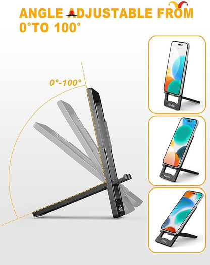 Ultra - Thin Portable Phone Stand: Foldable & Space - Saving, Fits 3.7-7 inch Devices, Black