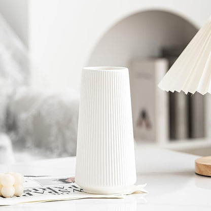 8 inches Modern Simple White Boho Vase for Pampas Grass and Dry Flower, Water Proof Vase for Home Living Room Farmhouse Office Decor