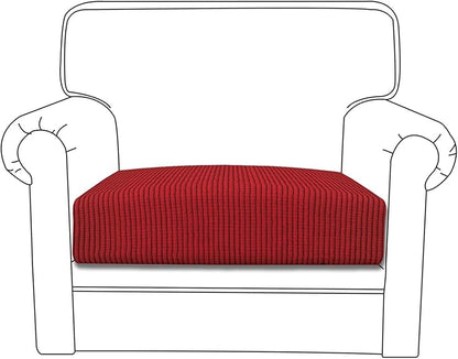 Easy-Going Stretch Chair Cushion Cover Sofa Cushion Furniture Protector Sofa Seat Sofa Slipcover Sofa Cover Soft Flexibility with Elastic Bottom(Chair Cushion, Christmas Red)