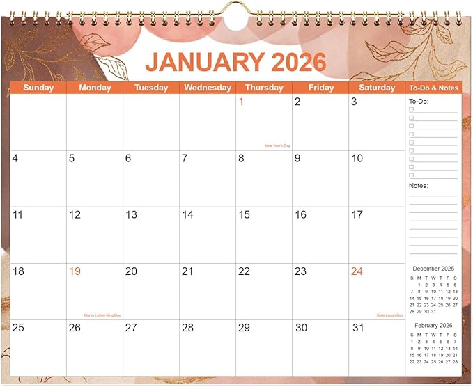 2026 Calendar - Calendar 2026 12 Month Planner from January 2026 to December 2026, Monthly Planner 2026 with Thick Paper, 11" x 14.5", Gold Leaf
