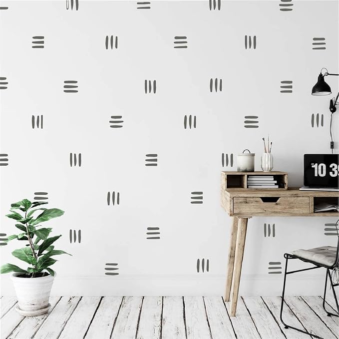 120pcs Modern Line Wall Stickers Boho Nursery Kids Living Room Scandinavian Home Décor Self-Adhesive Murals Vinyo DIY Gift YT5037 (Grey)
