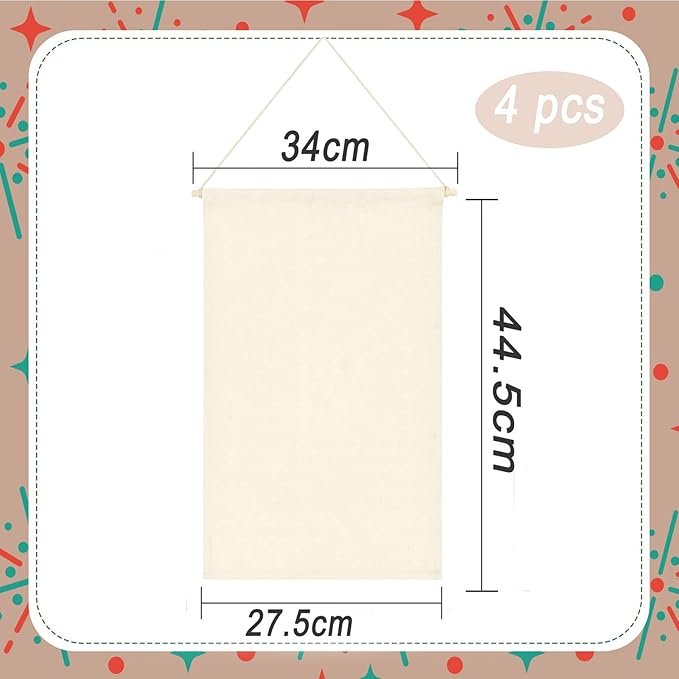 Boao 4 Pcs Boho Room Decor Hanging Decorations Pin Banner Wall Display Banners Elementary Wall Art Banner Welcome to Teacher Gift(Beige,17.5 x 10.8 Inches,Classic)