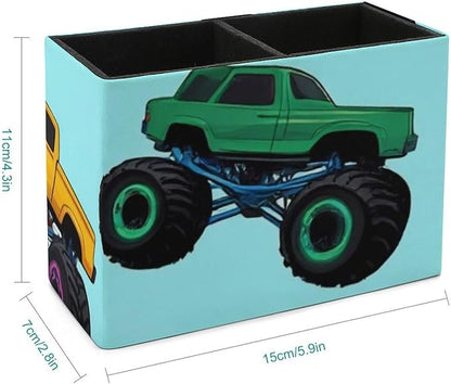 Fashion Work Table Pen Organizer Pencil Pen Holder Office Home Desk Organize Monster Truck Cartoon