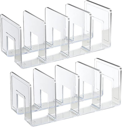 SAYEEC Acrylic File Holder, Clear File Sorter Desk File Organizer, Sturdy Desktop File Folder Organizer Rack for Envelopes Mail Letter Paper Notebook Electronics Office Supplies (4 Sections, 2 Pack)