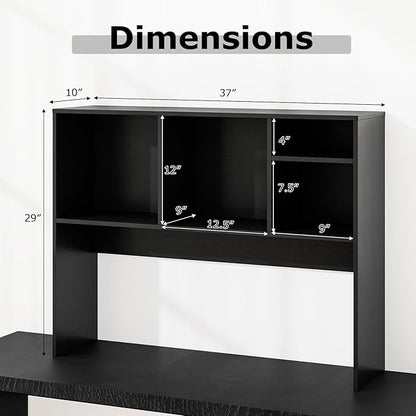 GOFLAME 4 Cubes Desktop Bookshelf, 37” Tabletop Wood Desk Shelf for Computer Monitor, Modern Countertop Desk Display Hutch Storage Organizer Shelf for Home Office, Dorm, Study (Black)
