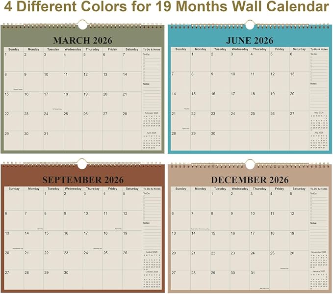 Calendar 2026-18 Months Wall Calendar from January 2026 - June 2027, 2026-2027 Wall Hanging Calendar Planner with Thick Paper, 12" x 14.5", Beige