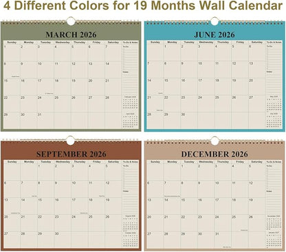 Calendar 2026-18 Months Wall Calendar from January 2026 - June 2027, 2026-2027 Wall Hanging Calendar Planner with Thick Paper, 12" x 14.5", Beige