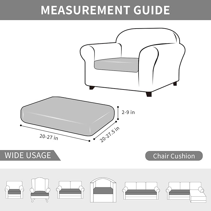 Easy-Going Waterproof Couch Cushion Covers for Couches and Sofas, Stretch Jacquard Sofa Seat Cover Replacement for Dogs, Pets & Kids, Durable Furniture Protector for Chair Cushions, Lake Blue