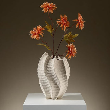 BUICCE Ceramic Coastal Vase for Flowers, Large Off White Decorative Piece, Modern Styling for Home or Office