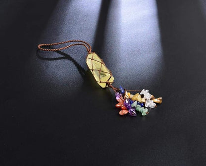Home Decor Hanging Ornaments Natural Citrine Chakra Ornaments Gemstones Reiki Feng Shui Ornament Window Car Ornament