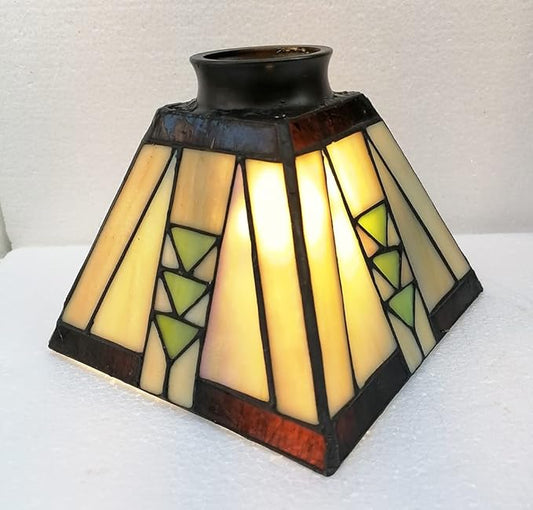 HUIMEIJU Tiffany Square Wall or Pendant Lamp - Geometric Stained Glass Replacement Lampshade