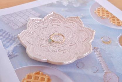 PUDDING CABIN Pink Mandala Ring Dish, Birthday Gift for Female Women Friend Mom Girls