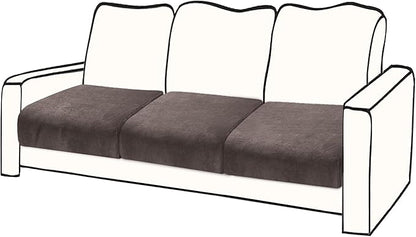 Couch Cushion Cover Velvet 3 Pieces Seat Cushion Cover Stretch Sofa Covers Separate Sectional Sofa Slipcovers Furniture Protector (3-Seater or Backrest, Coffee)