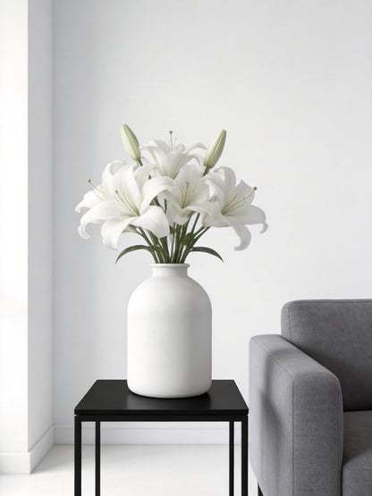 White Vase for Flowers, 8.7 Inch Large Iron Flower Vase for Centerpieces, Tall White Matte Vases for Pampas Grass, Coffee, Modern Minimalist Dining Tables, Entryway, Kitchen, Bathroom Home Decor