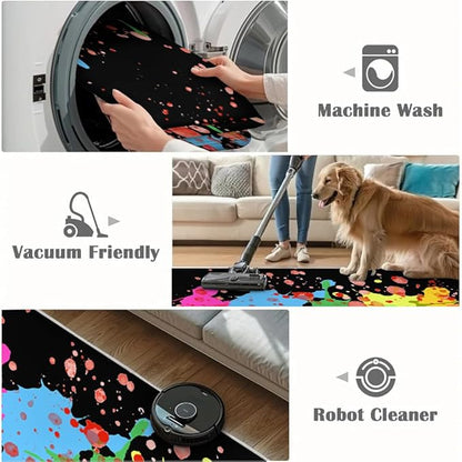 Colorful Paint Splash Rug 3x4 Small Area Rugs Abstract Graffiti Art Rugs Ultra Soft Washable Carpet with Non Slip Backing for Living Room Bedroom Gameroom Study Office Home Decor Mat