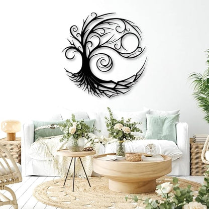 Yemwot Metal Tree of Life Wall Decor, Circle of Life Metal Tree Wall Art, Branch Art, Spiritual Decor, Modern Sculpture Decoration, Living Room Bedroom Decoration (White, 29"x 29"| 76x76cm)