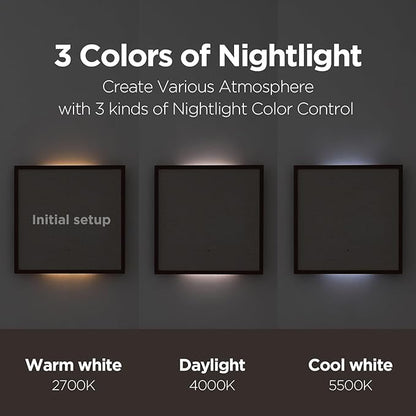 mooas Wooden Frame LED Silent Wall Clock with Remote, Backlit Nightlight, Modern Digital LED Wall Clock Display Sunrise Alarm Melody 5 Brightness for Bedroom Living Room (Wooden Frame Light Brown)