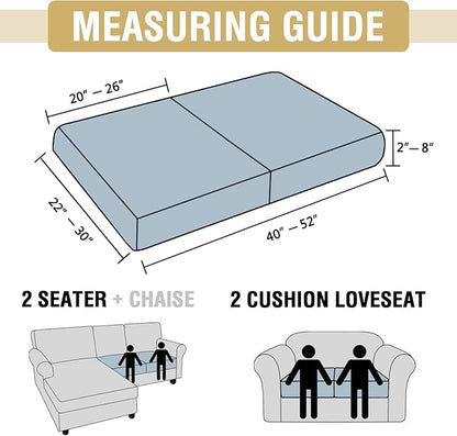 H.VERSAILTEX Suede Stretch Couch Cushion Covers Love Seat Sofa Cushion Covers Replacement Couch Protector Slipcovers for Pets Washable(2 Piece Loveseat Covers, Stone Blue)