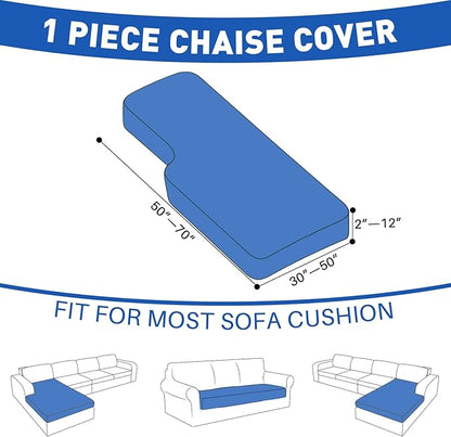 MAXIJIN Waterproof Sectional Couch Covers for L Shape Chaise Lounge 1 Piece Chaise Couch Cover, Couch Cushion Covers for Left/Right Sectional Sofa with Elastic Bottom (Chaise Cover, Pea Green)