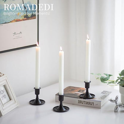 Black Candlestick Candle Holders for Taper ：12 PCS Romadedi Candle Stick Holder Set Vintage Table Centerpiece Halloween Decoration Wedding Christmas Fireplace Mantel Home Deocr