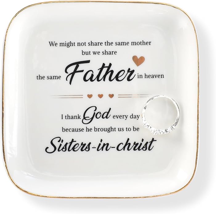 Scwhousi Ring Dish Jewelry Tray for Friend Mom Sister Maid of Honor,Birthday Mother's Day Christmas Gifts