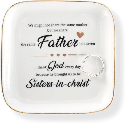Scwhousi Ring Dish Jewelry Tray for Friend Mom Sister Maid of Honor,Birthday Mother's Day Christmas Gifts