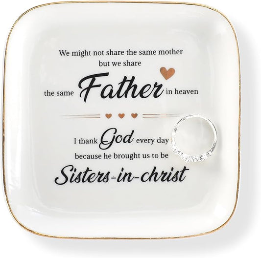 Scwhousi Ring Dish Jewelry Tray for Friend Mom Sister Maid of Honor,Birthday Mother's Day Christmas Gifts