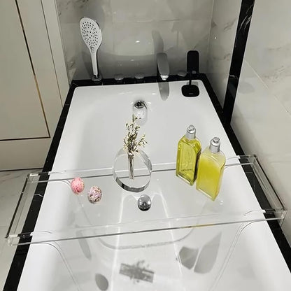 Bathtub Tray Table, Clear Acrylic, Anti-Slip Bath Caddy, 32.3 * 7.87 * 1.18in