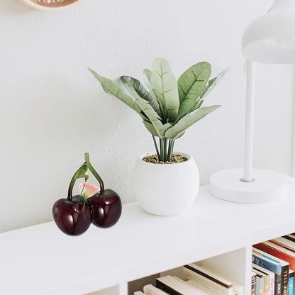 Garneck Glass Cherry Hydroponic Bud Vase Small Flower Vase for Home Décor and Office Floral Arrangements