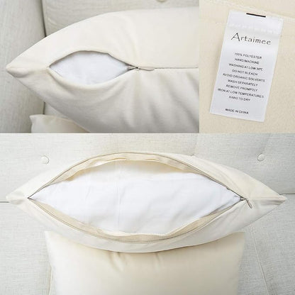 Artaimee Ivory White Velvet Throw Pillow Covers (18x18 Inches, Pack of 2) – Soft & Cozy Cushion Cases for Sofa, Bed, Couch, Office, & Car – Hidden Zipper, Decorative Accent for Living Room & Bedroom