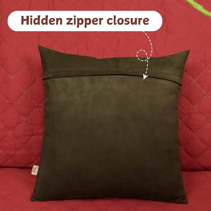 Genuine Suede Leather Pillow Cover, 20x20 Inch Case for Lumbar Throw Couch Pillows, Thick & Soft Cushion Covers for Sofa Bed Home Decor (Suede Deep Forest Green Plain Pack of 2)