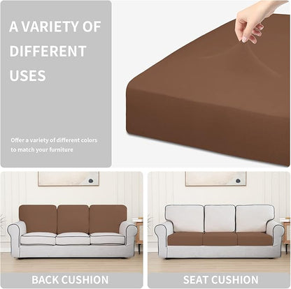 Easy-Going 100% Waterproof Chair Sofa Seat Cushion Slipcovers Couch Cushion Cover Stretch Furniture Protector for Kids, Pets (3-Piece Sofa Cushion, Brown)