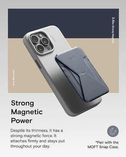 MOFT Magnetic Wallet Stand Compatible with iPhone 17/16/15/14/13/12 Series, Angle Adjustment & Magsafe Compatible MOVAS Phone Stand,Cool Grey