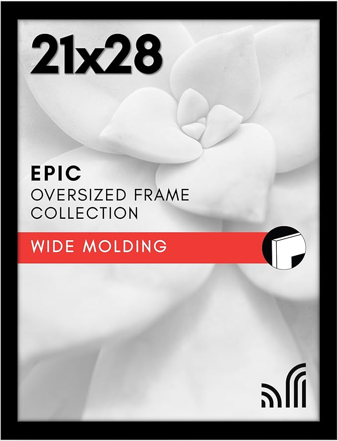 Americanflat 21x28 Poster Frame with Polished Plexiglass - Black Picture Frame - Wide Photo Frames Made of Engineered Wood for Vertical or Horizontal Wall Display - Epic Collection - Black