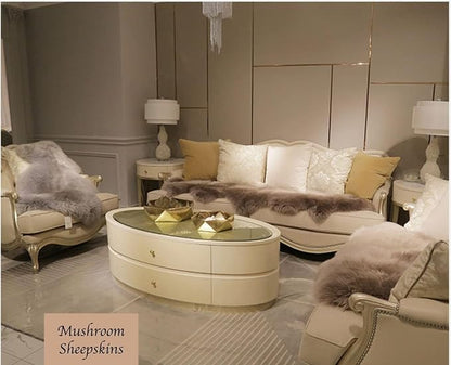 HUAHOO Premium Genuine Sheepskin Rug Real Australia Sheepskin Natural Lambskin Fur Area Rug Seat Covers for Kids Bedroom Sofa Chair Cover Pets Dogs Mat Quarto Pelt/4' x 6' Mushroom