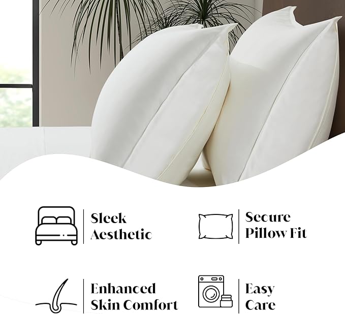 Luxury Bamboo Market | King Size Bed Sheet Set | 100% Viscose Made from Bamboo | Organically Grown | Ultra Soft | Cooling Sheets for Hot Sleepers | 17" Deep Pocket [Opulent Ivory]