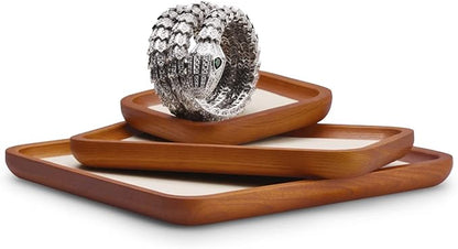 Oirlv Solid Wood Jewelry Tray Jewelry Display Holder Showcase Watch Display Organizer (Medium, Creamy-white)