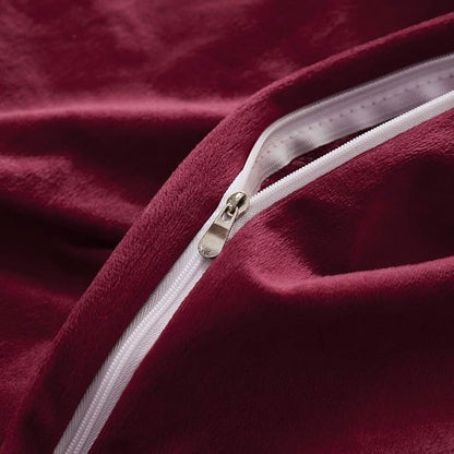 Uhamho Set of 2 Standard Pillowcases Faux Fur Throw Pillow Covers Queen Size Shams Soft Velvet Decorative Zipper Closure (Burgundy, 20"x26")