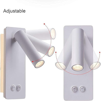 LED Wall Lamp Bedside Reading Light Plug-in 3W Headboard Wall Sconce Adjustable Wall Light with On-Off Switch Background Light 3000K(White)