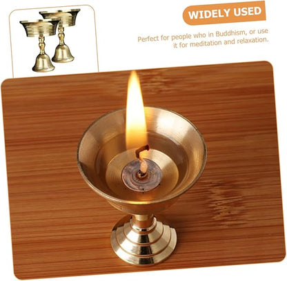 Artibetter 2pcs Brass Ghee Lamp Holder Decor Gold Decor Stands for Decoration Tea Light Candle Holder Buddhist Tealight Holders Gold Utensil Copper Altar Decors Cup Cup