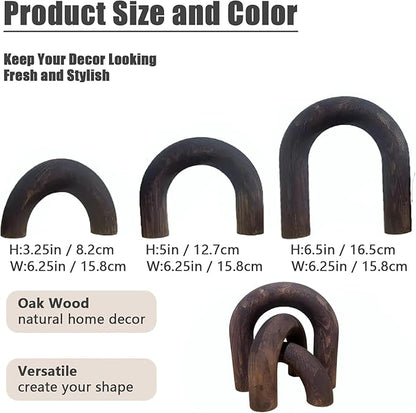 3Pcs Wood Arch Decor Accents - Home Book Table Decorative Rustic Arch Decor Modern Boho Minimalist Coffee Table Bookshelf Living Room Entryway Aesthetic Decorations Objects (Purple)