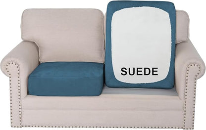 H.VERSAILTEX Suede Stretch Couch Cushion Covers Love Seat Sofa Cushion Covers Replacement Couch Protector Slipcovers for Pets Washable(2 Piece Loveseat Covers, Stone Blue)