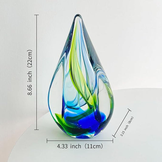 Yao Yuan Hand Blown Glass Sculpture Decor, Paperweight for Office Desk, Modern Glass Art Figurines Mediterranean Beach House Decor, Living Room Coffee Shelves Table Top Decoration