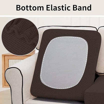 Easy-Going Stretch Individual Chair Couch Cushion Cover Sofa Cushion Furniture Protector Sofa slipcover Soft Flexibility with Elastic Bottom (3-Piece Sofa Cushion Cover, Chocolate)