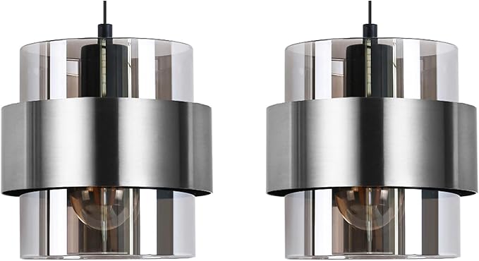Pendant Lights Kitchen Island Lighting,7 Inch Adjustable Mini Glass Haning Lights for Entrance Aisle Decorative Lighting Fixture for Dining and Bar Table (2 Pack Brushed Nickel)